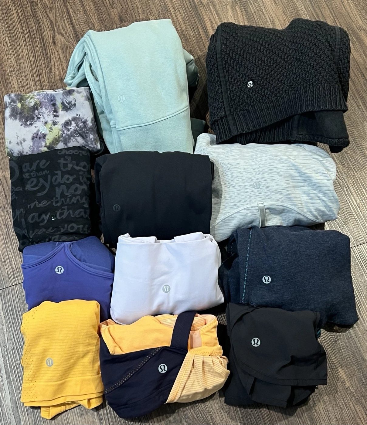 Pieces sorted into a size run